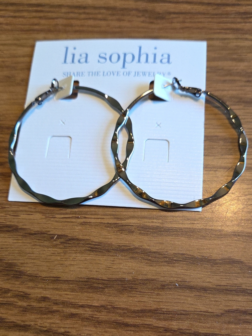Lia Sophia Shiny Silver Faceted Hoop Earrings